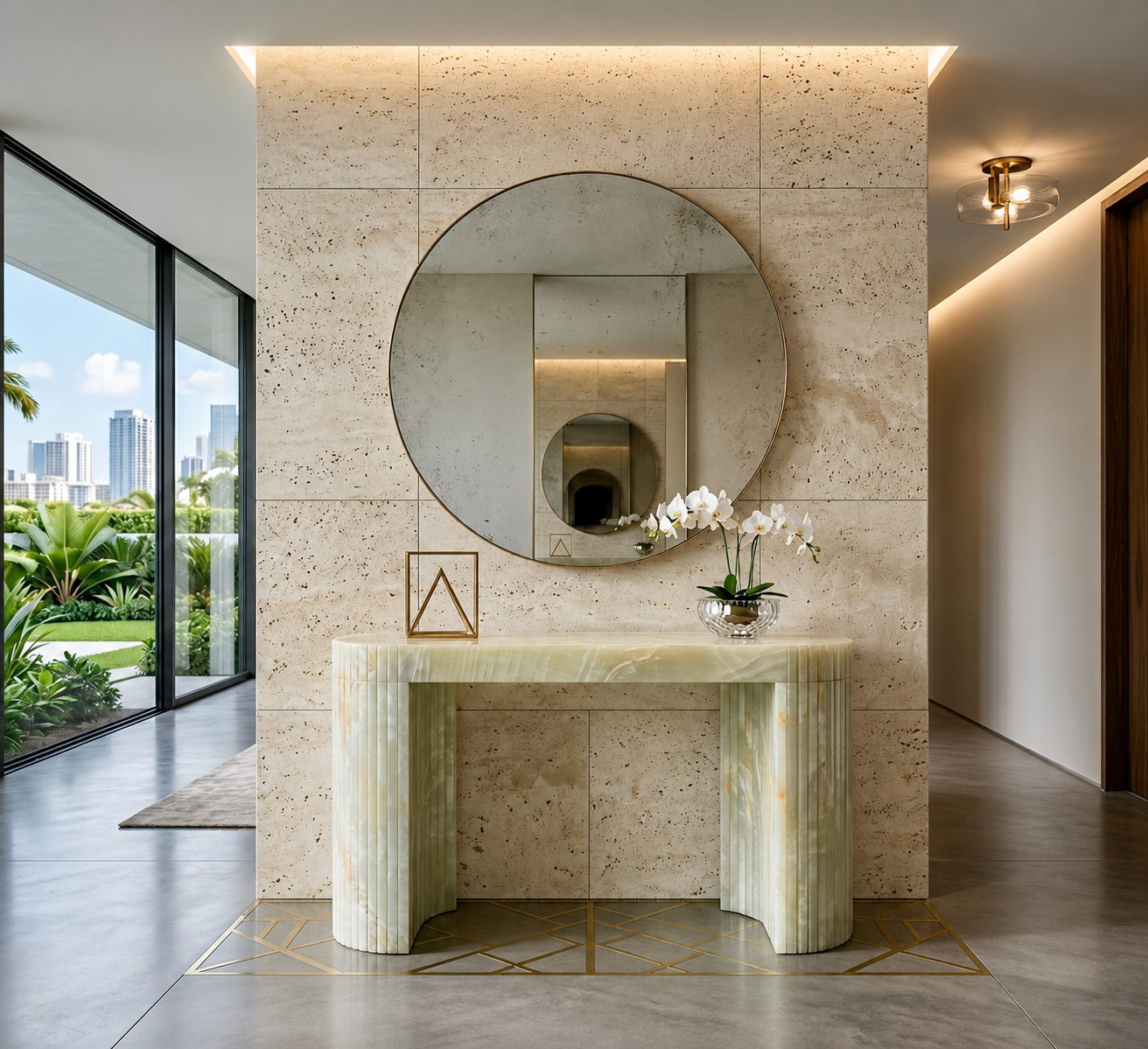 The Fluted Monolith – Grand Marble Console Table