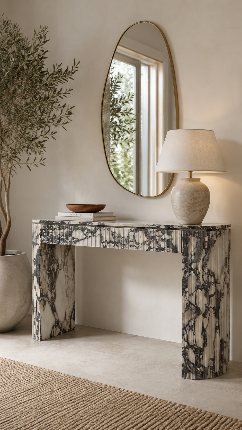 The Fluted Monolith – Grand Marble Console Table