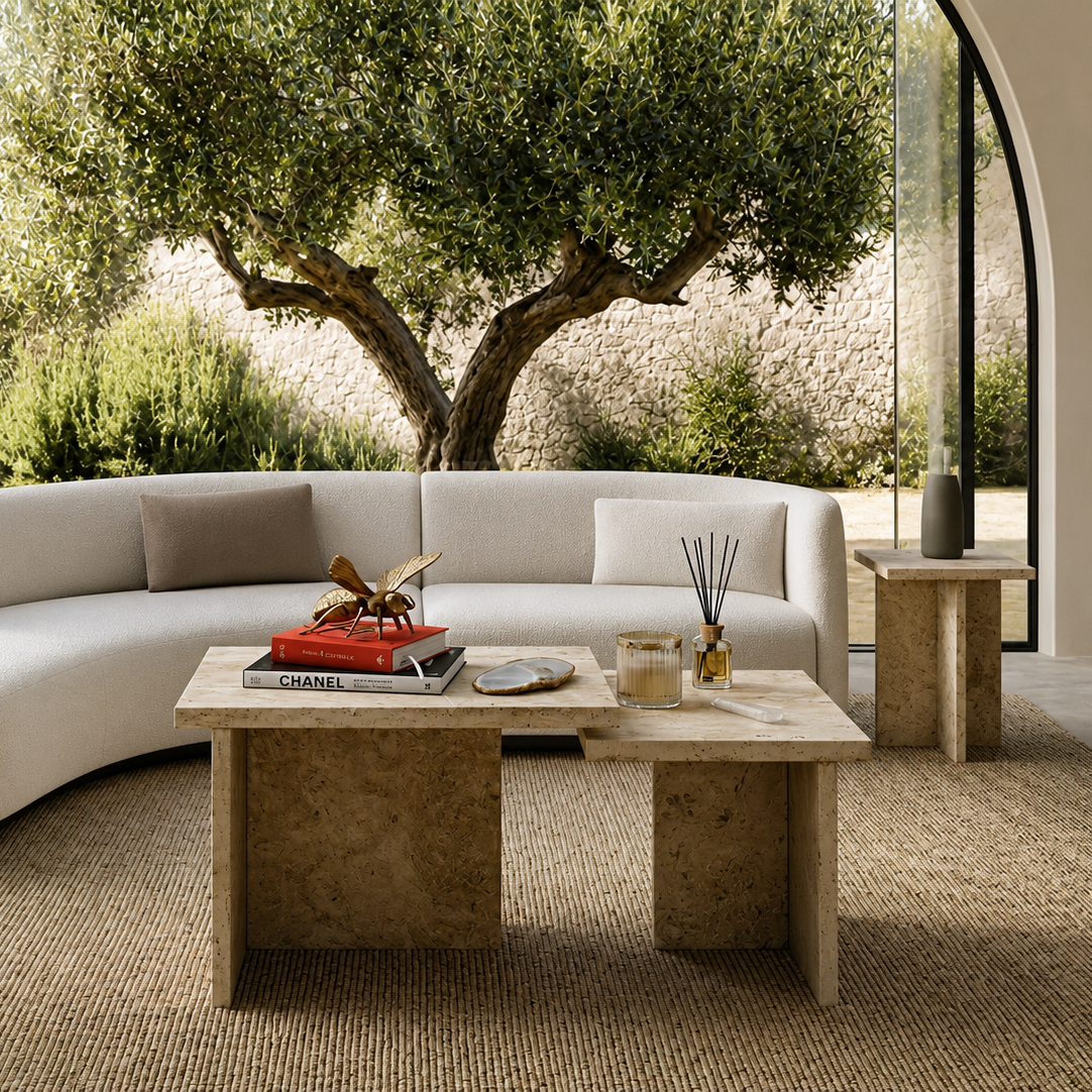 TerraForma Travertine Coffee Table
