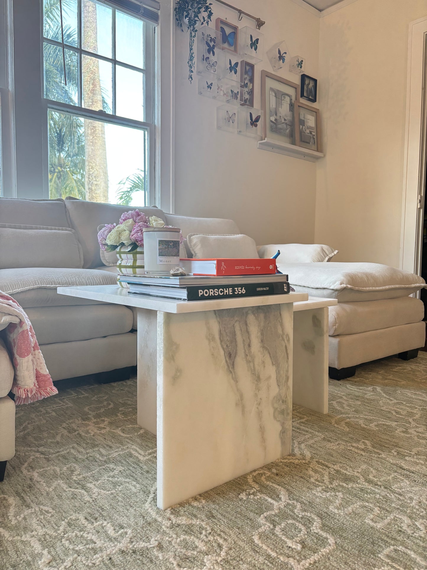 Celestara White Carrara Marble Coffee Table