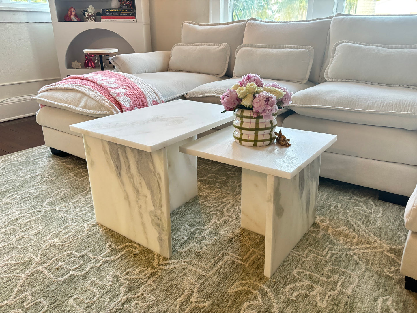 Celestara White Carrara Marble Coffee Table