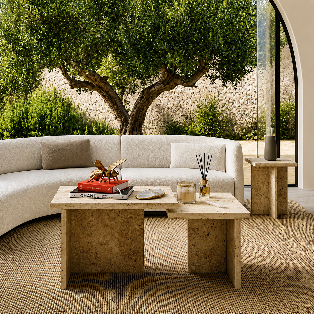 TerraForma Travertine Coffee Table