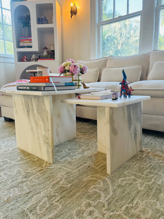 Celestara White Carrara Marble Coffee Table