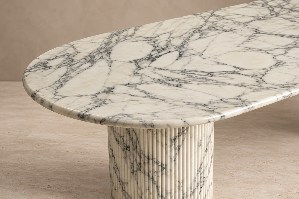 Montclair Dining Table — Arabescato Marble