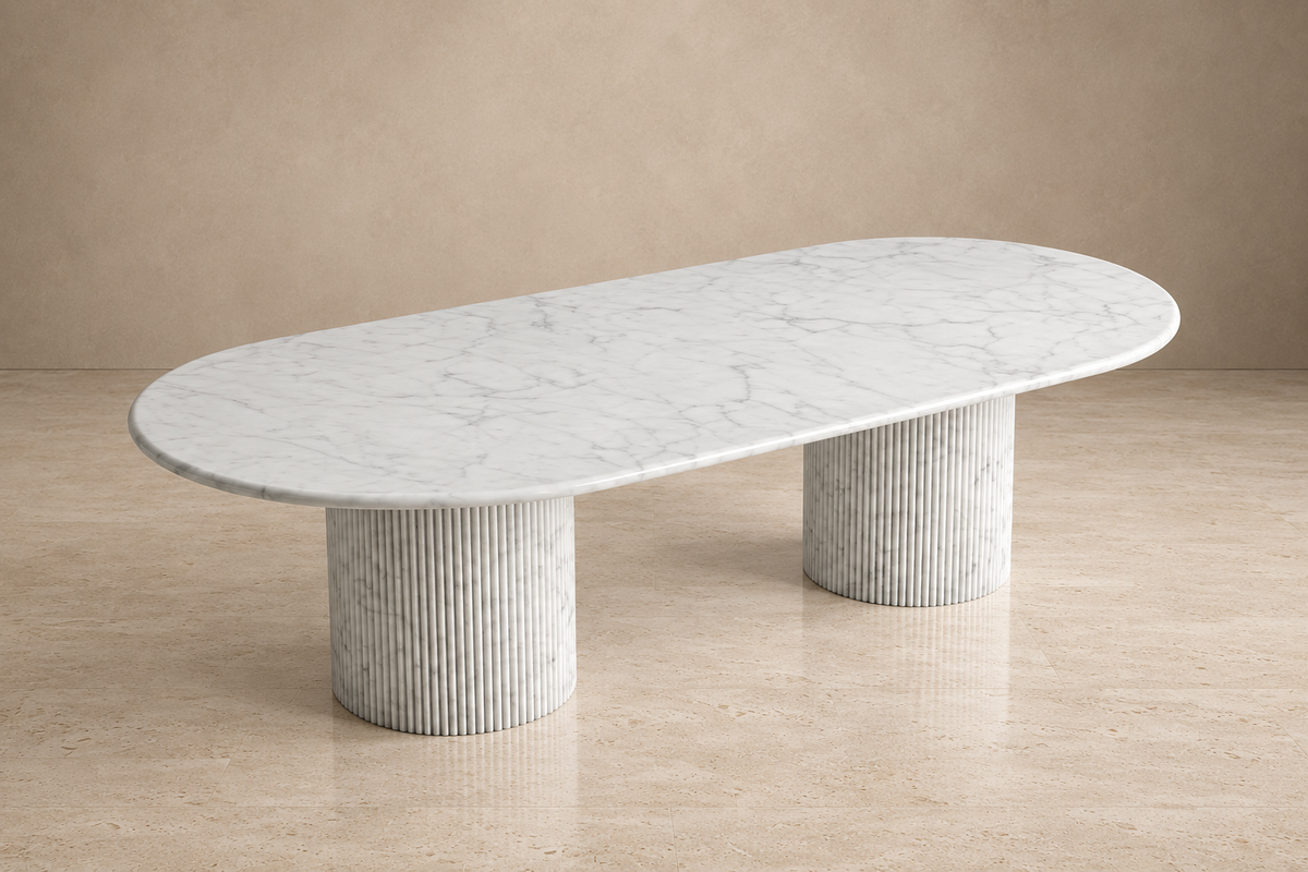 Montclair Dining Table — Carrara Marble