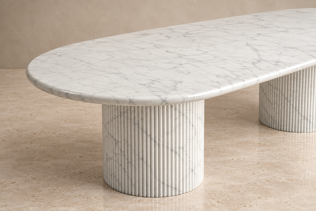 Montclair Dining Table — Carrara Marble