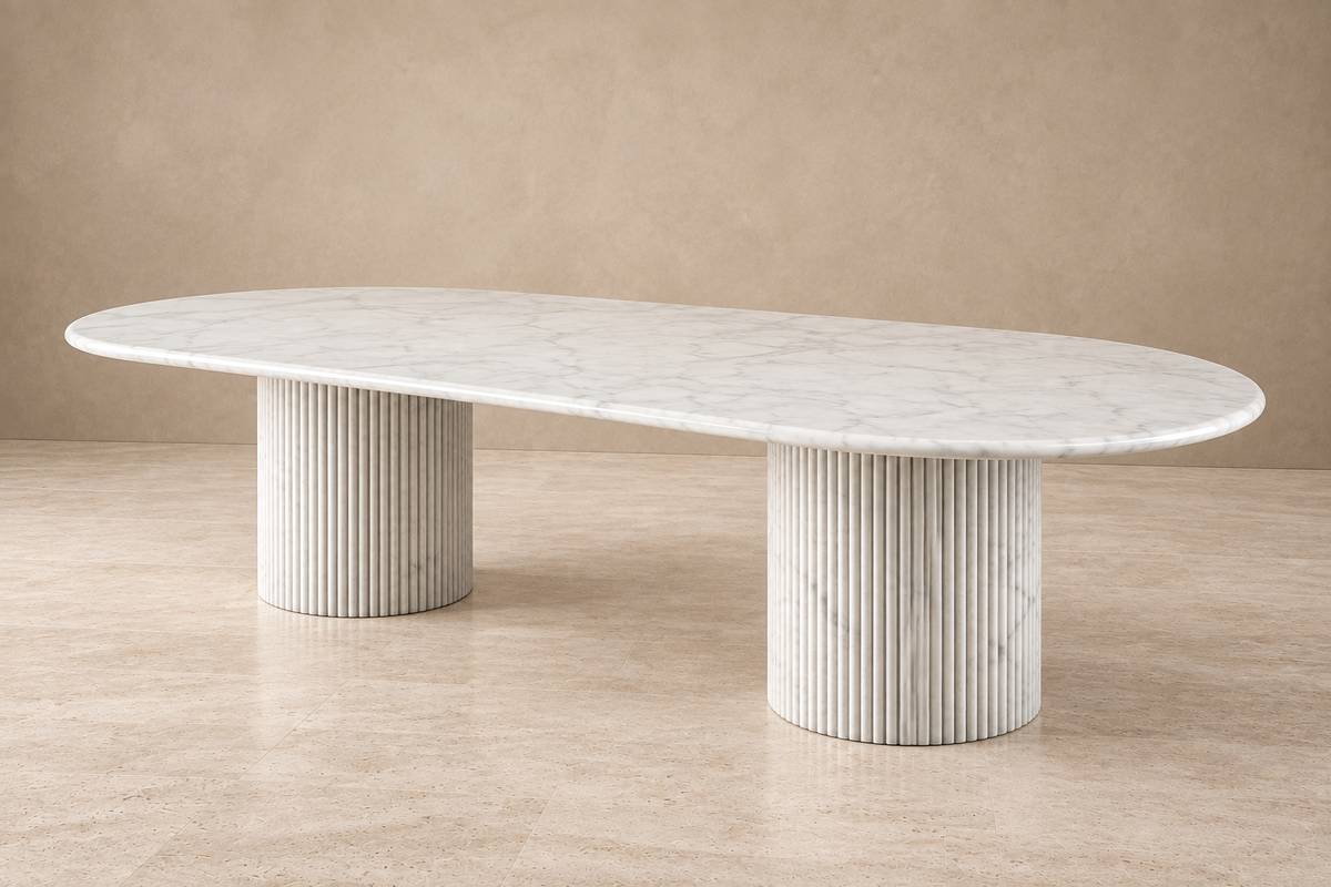 Montclair Dining Table — Carrara Marble