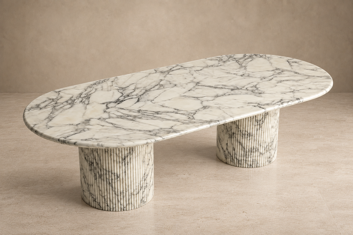 Montclair Dining Table — Arabescato Marble