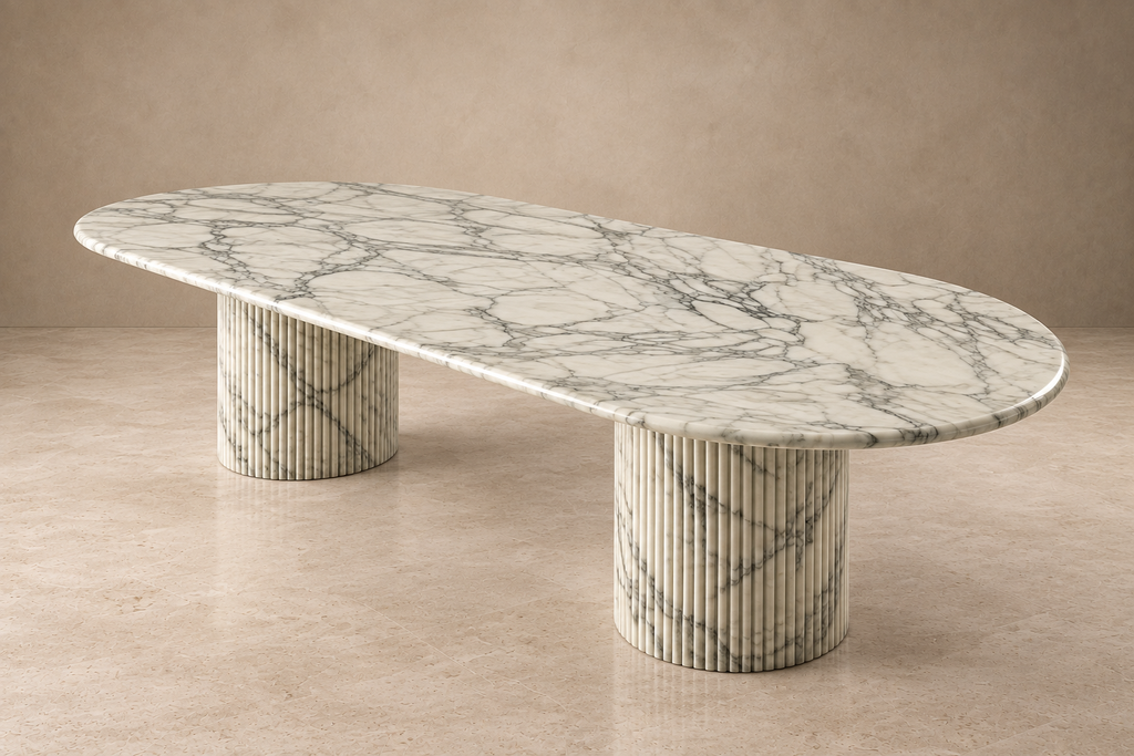 Montclair Dining Table — Arabescato Marble