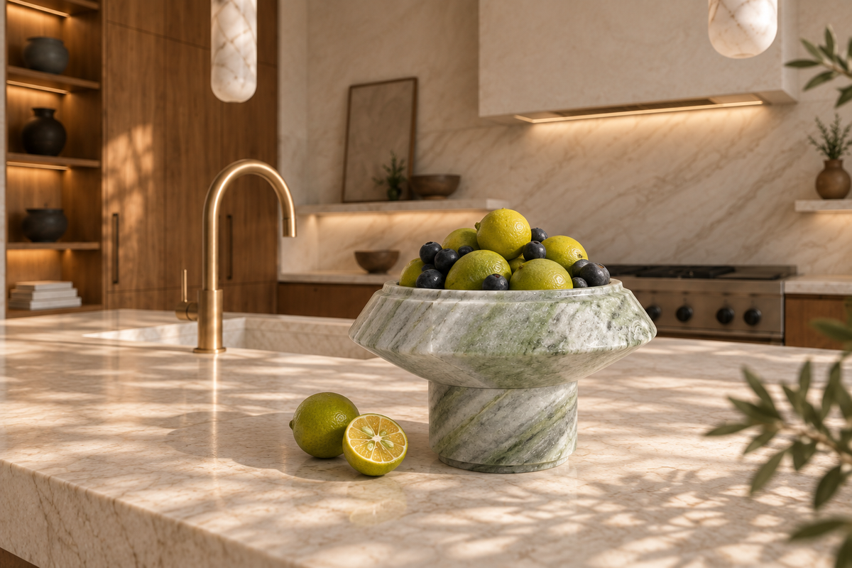 Maren Marble Pedestal Bowl — Jade