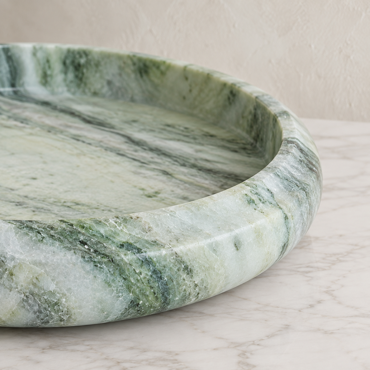 Alma Round Marble Tray — Jade