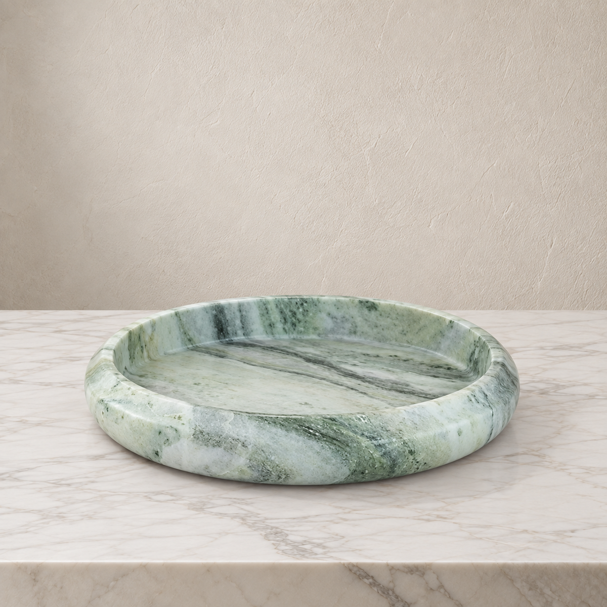 Alma Round Marble Tray — Jade