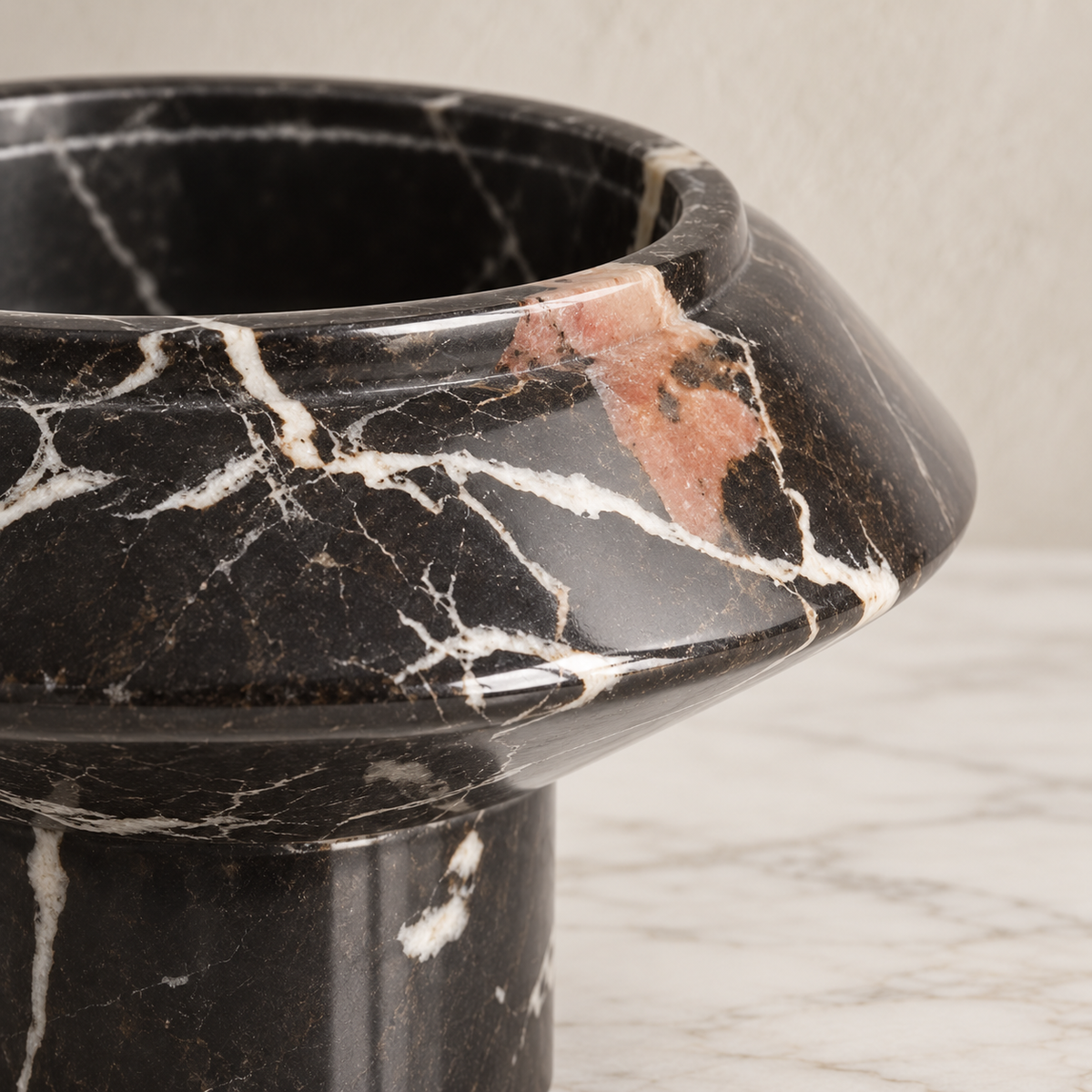 Maren Marble Pedestal Bowl — Noir