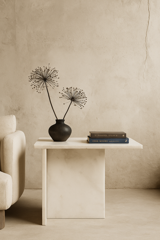 Alto Celestara White Carrara Marble Side Table