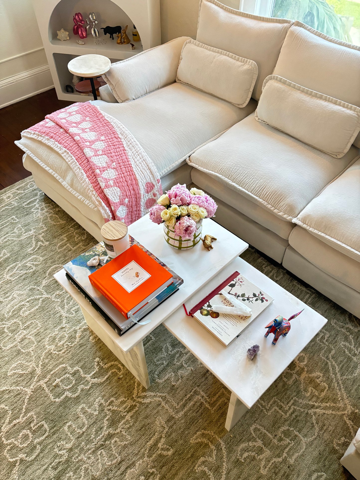 Celestara White Carrara Marble Coffee Table