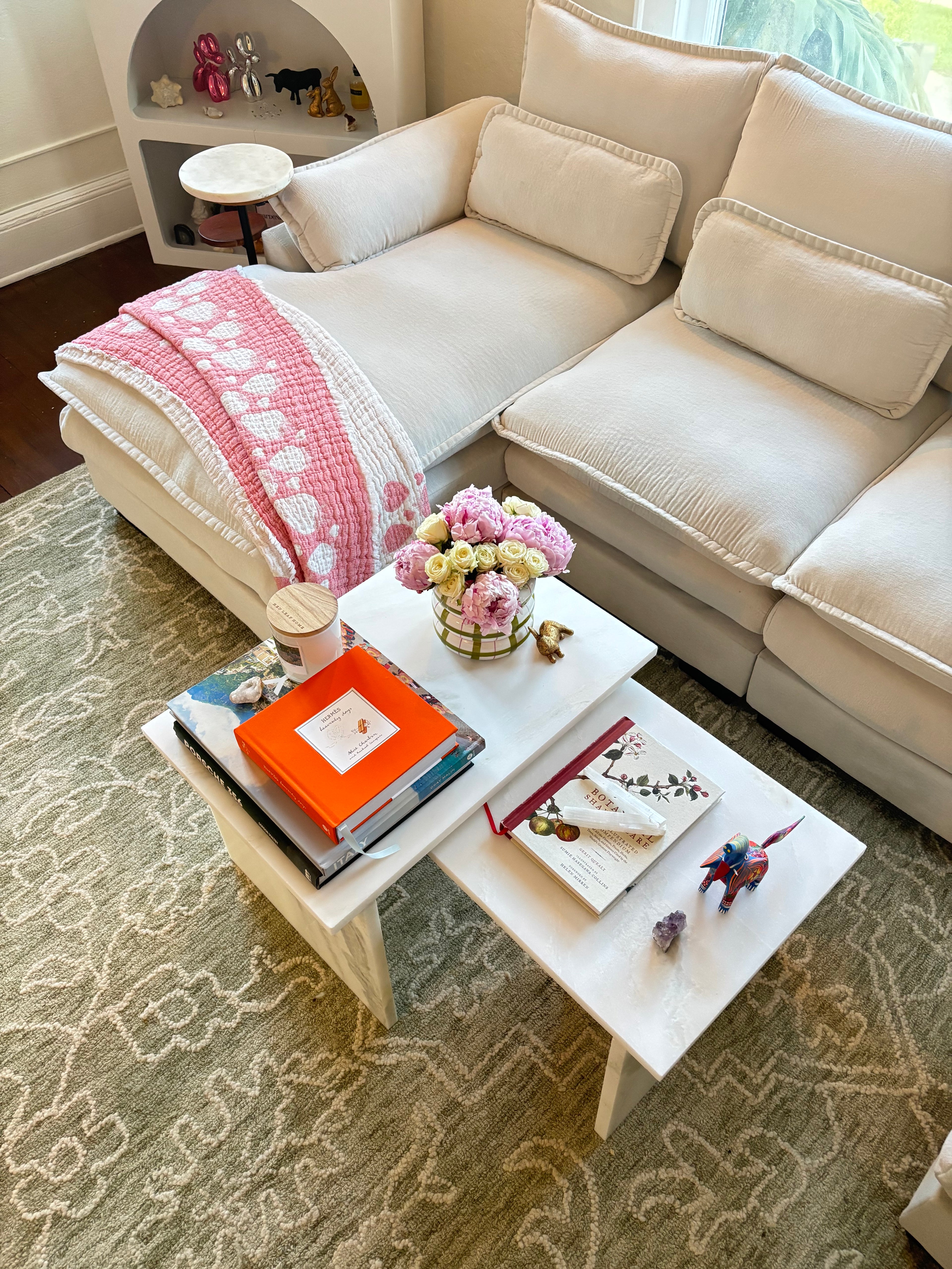 Celestara White Carrara Marble Coffee Table