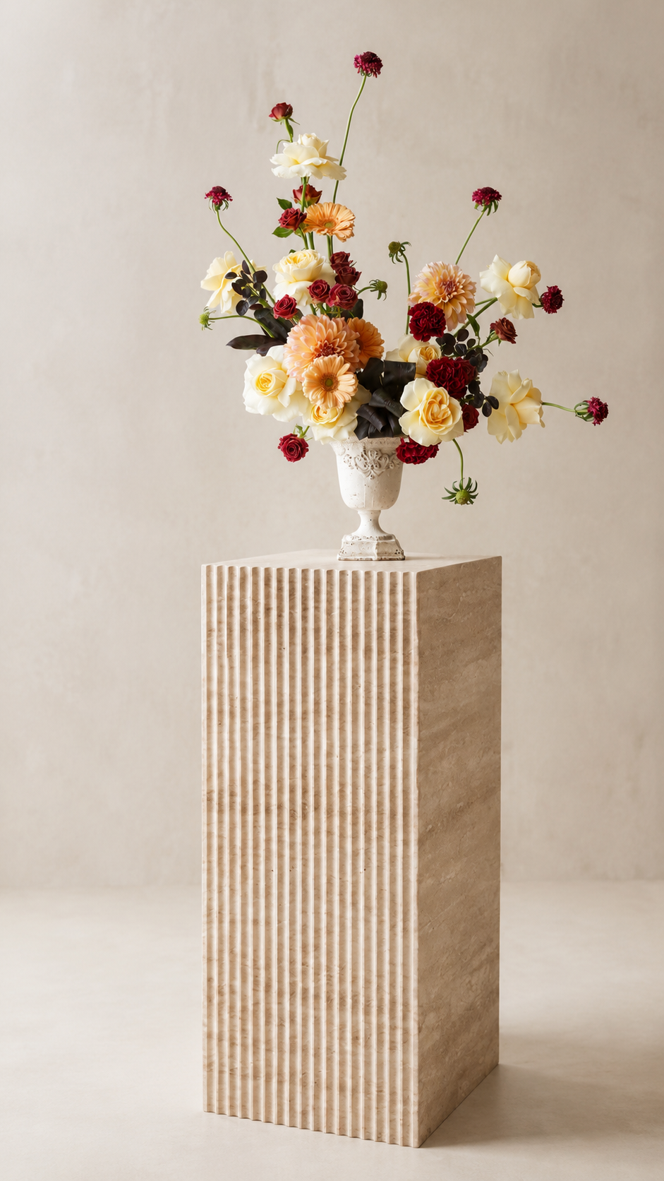 Fluted Travertine Pedestal