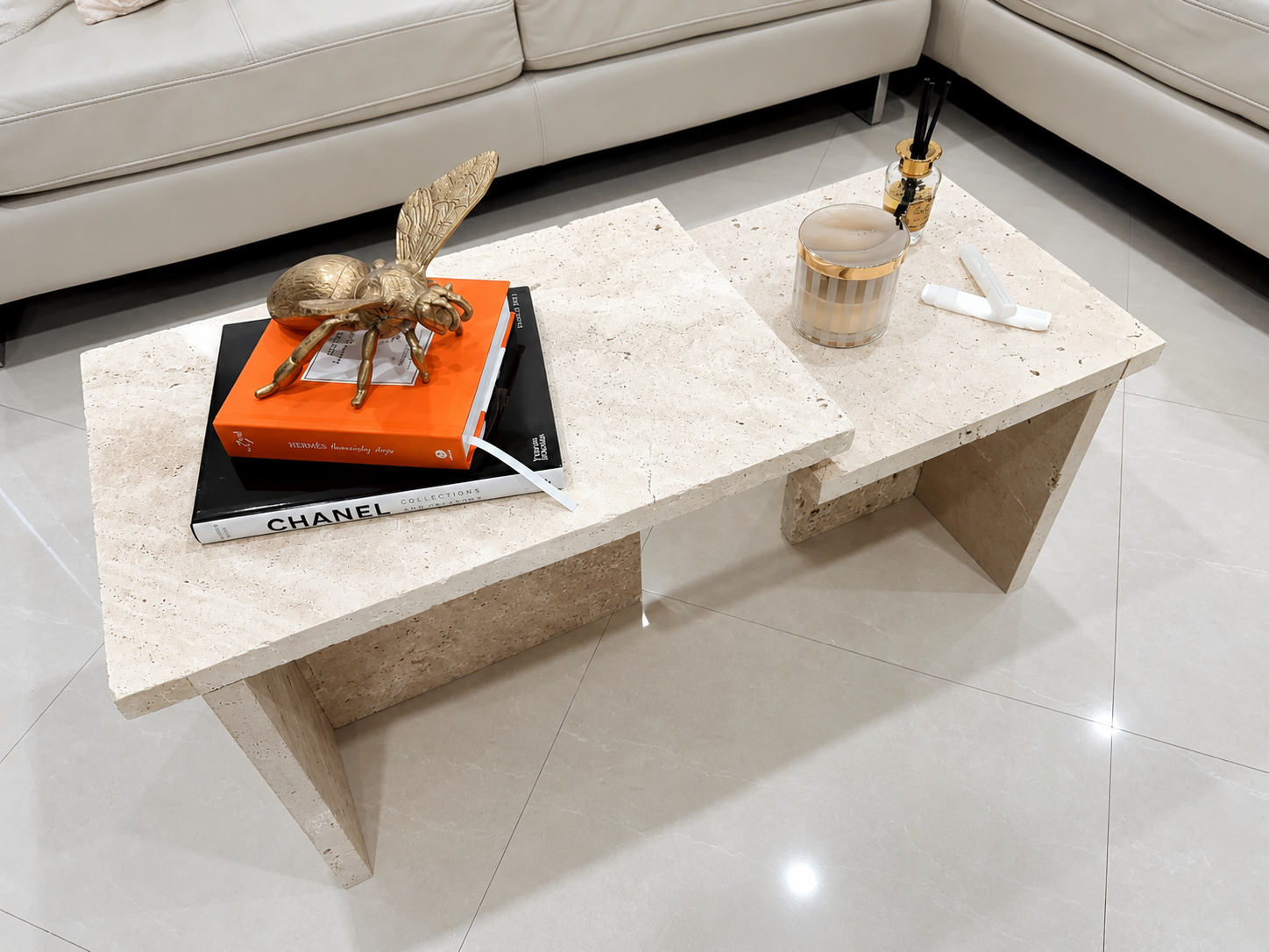 TerraForma Travertine Coffee Table
