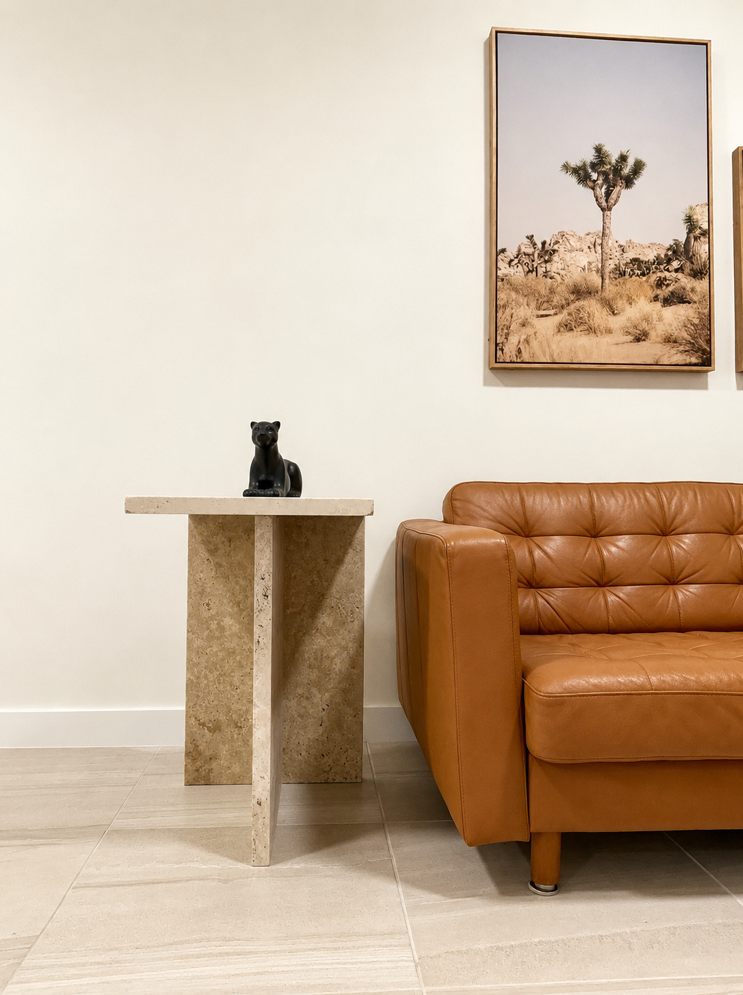 Travertine Side Table