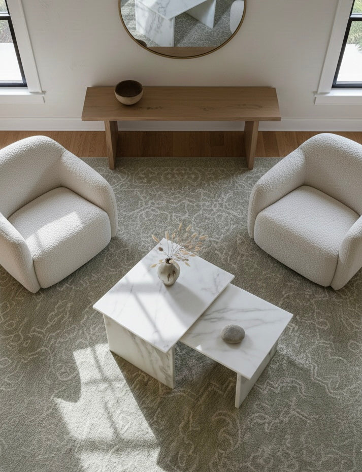 Celestara White Carrara Marble Coffee Table