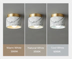 Artisanal Marble & Brass Flush Mount Ceiling Light
