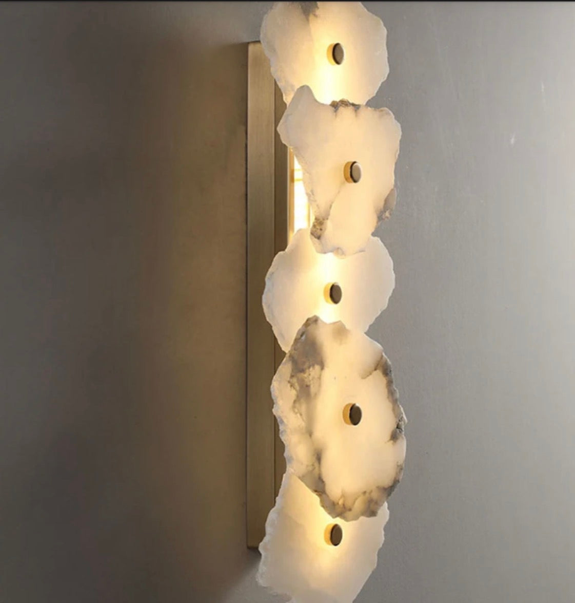 Hand-Carved Raw-Edge Translucent Marble Sconce