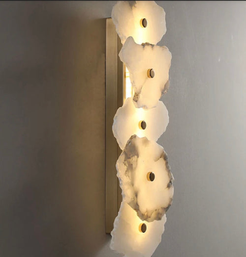 Hand-Carved Raw-Edge Translucent Marble Sconce