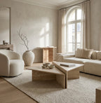 The Split Monolith – Nesting Travertine Coffee Table Set