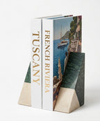 The Divided Monolith – Mixed Marble & Travertine Bookends