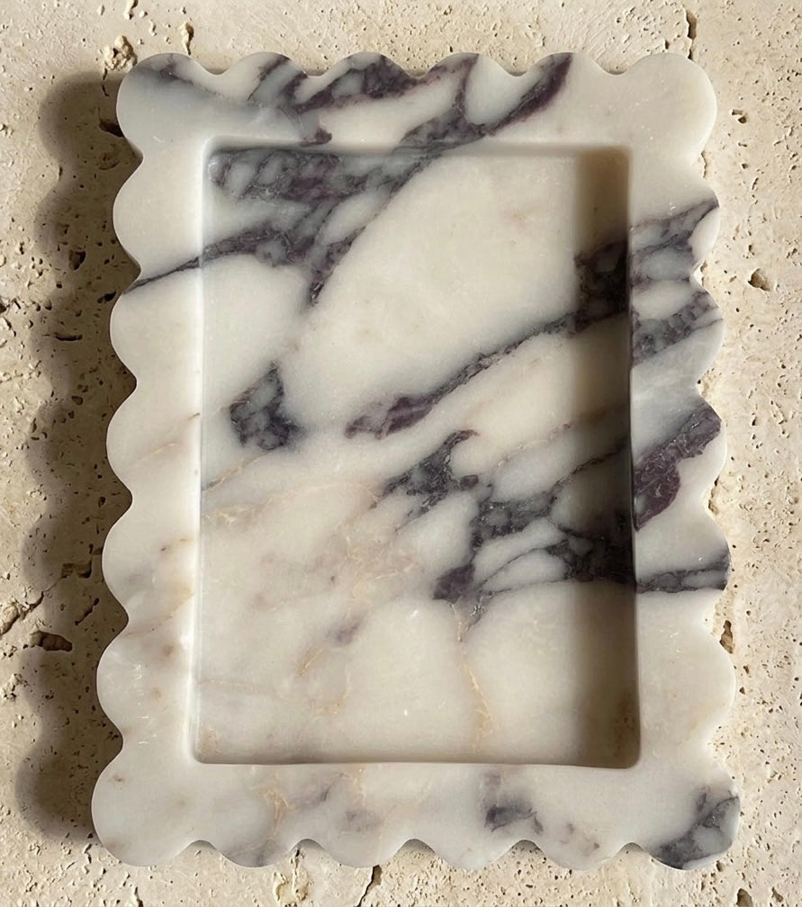 Scalloped Marble Tray