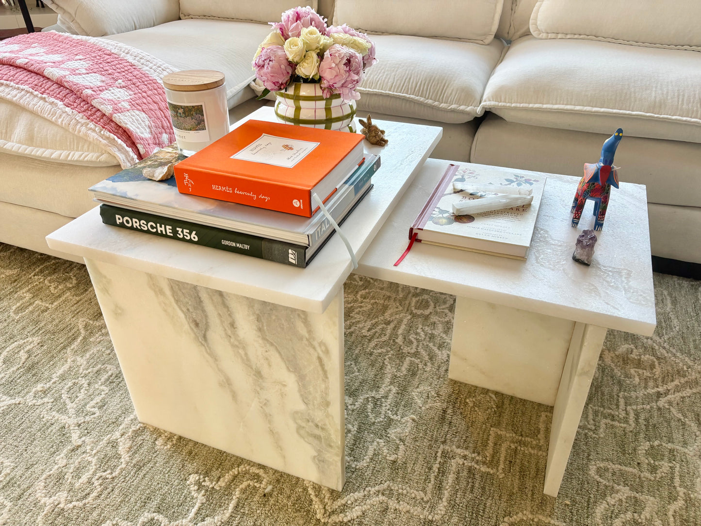 Celestara White Carrara Marble Coffee Table