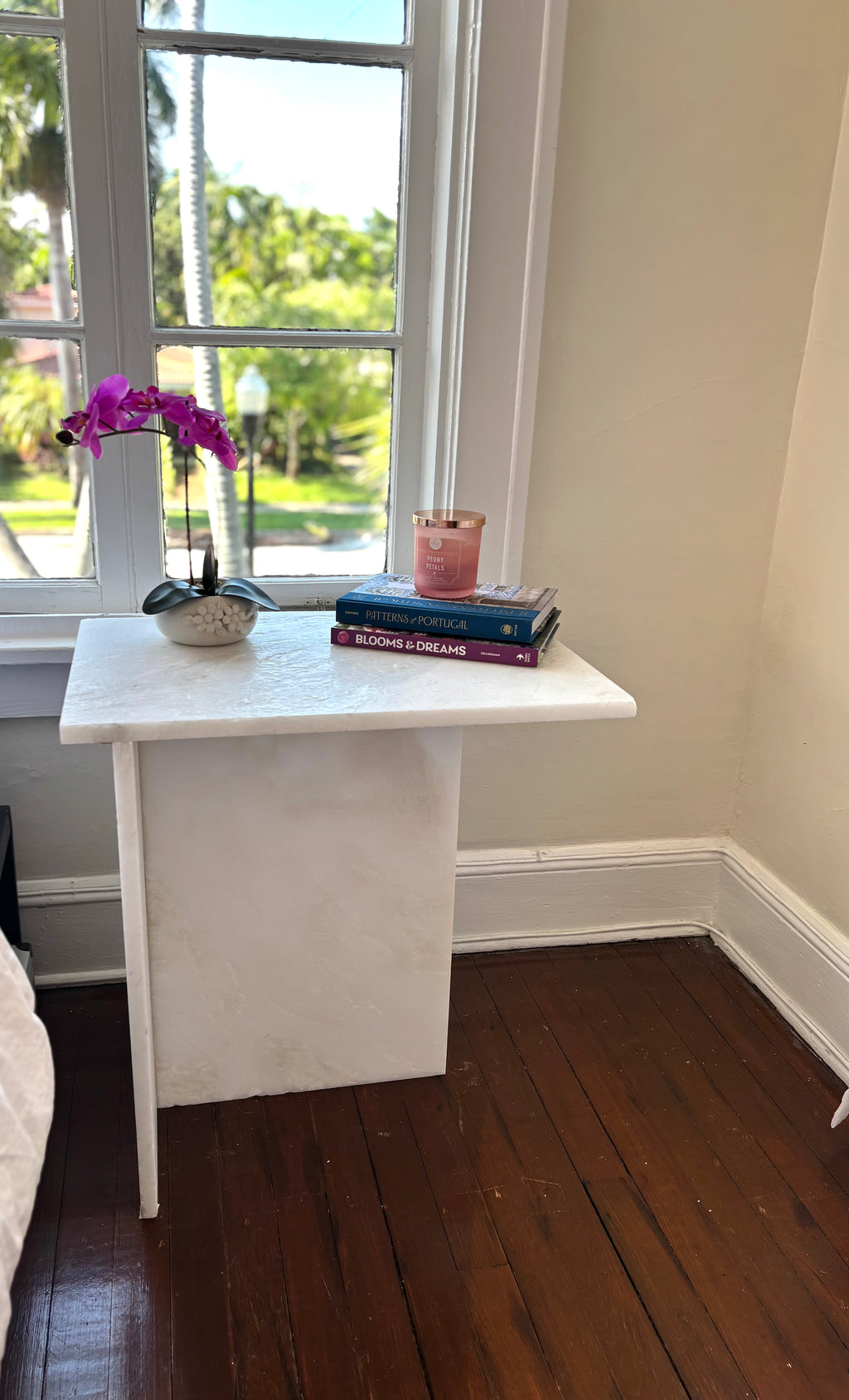 Alto Celestara White Carrara Marble Side Table