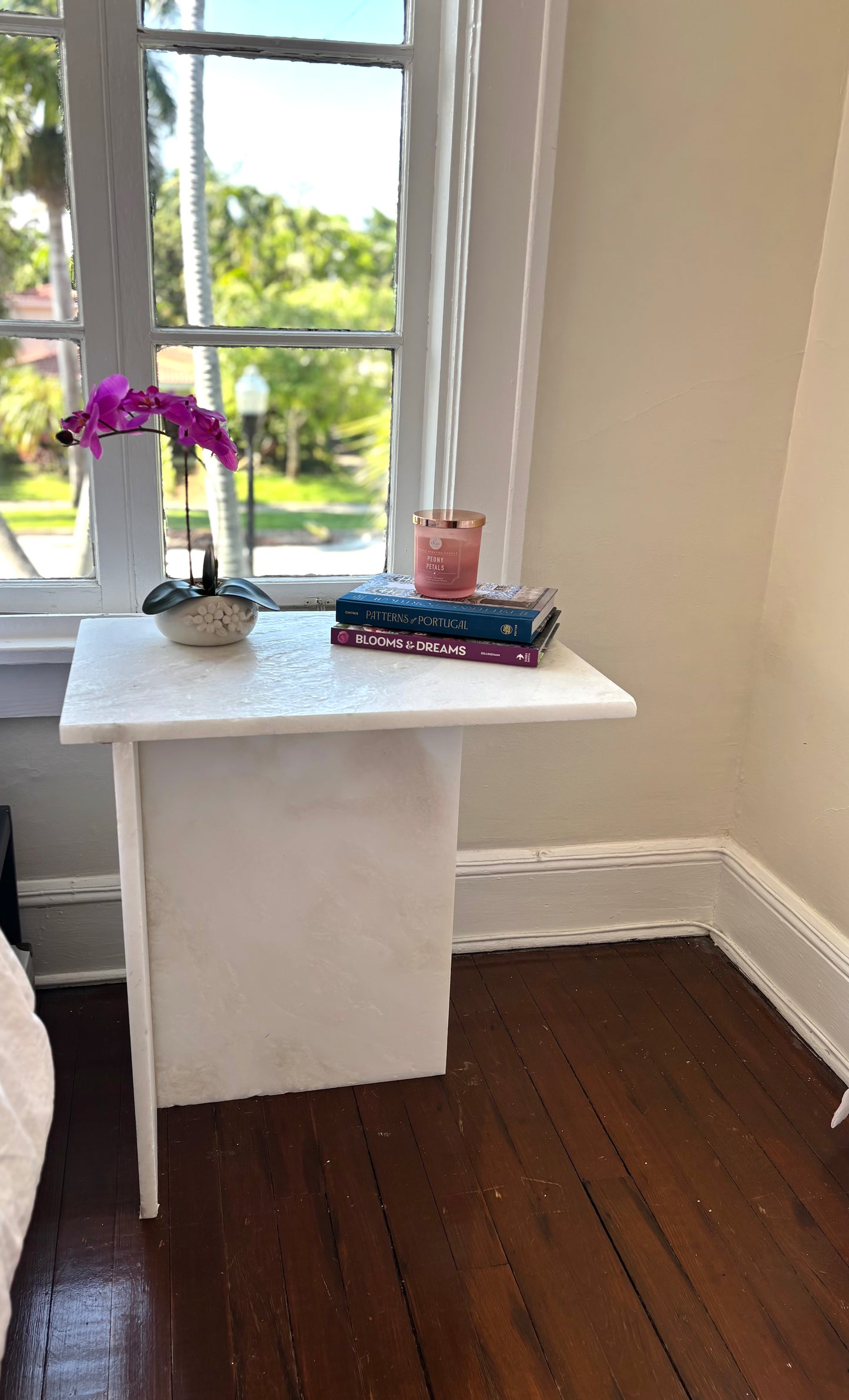 Alto Celestara White Carrara Marble Side Table