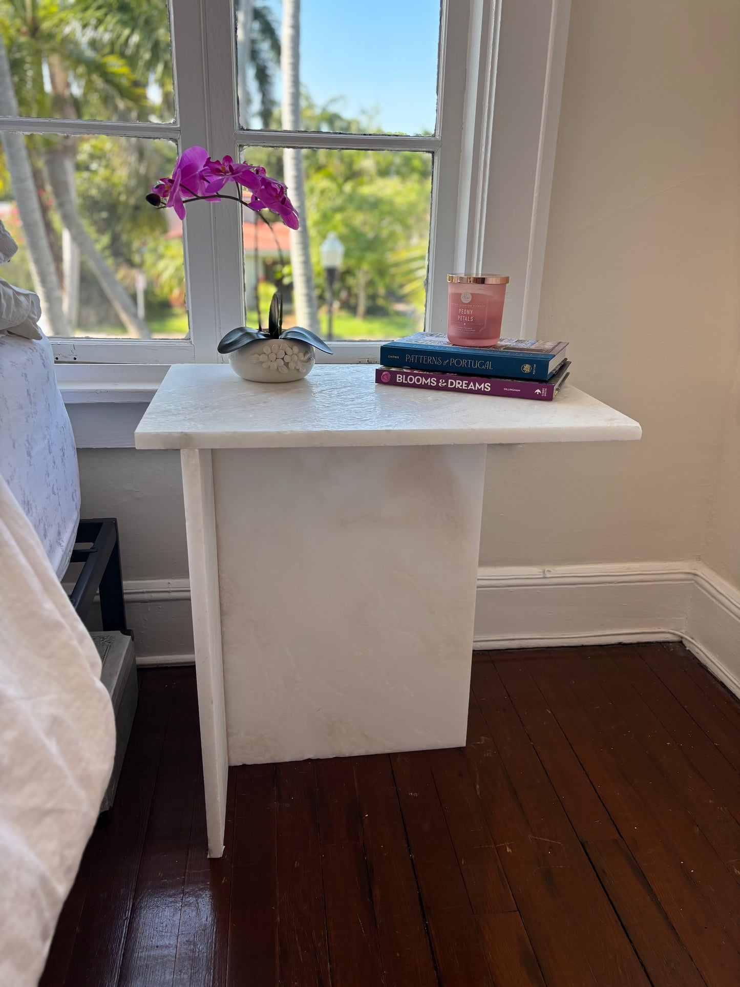 Alto Celestara White Carrara Marble Side Table