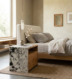 Arc Waterfall Stone Asymmetric Bedside Table