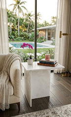 Alto Celestara White Carrara Marble Side Table