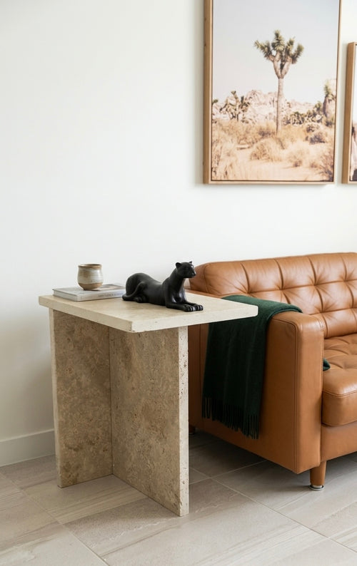 Alto TerraForma Travertine Side Table