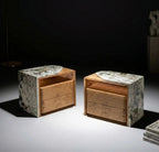 Arc Waterfall Stone Asymmetric Bedside Table
