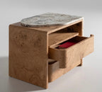 Arc Waterfall Stone Asymmetric Bedside Table