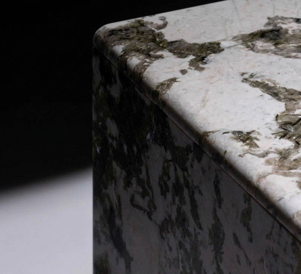 Arc Waterfall Stone Asymmetric Bedside Table