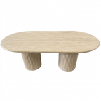 Olympus Oval Travertine Column Dining Table