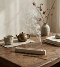 The Aura Travertine Block Incense Holder & Ash Catcher