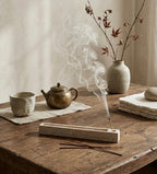 The Aura Travertine Block Incense Holder & Ash Catcher