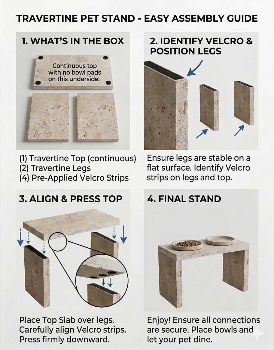 Travertine Pet Feeding Stand