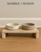 Travertine Pet Feeding Stand