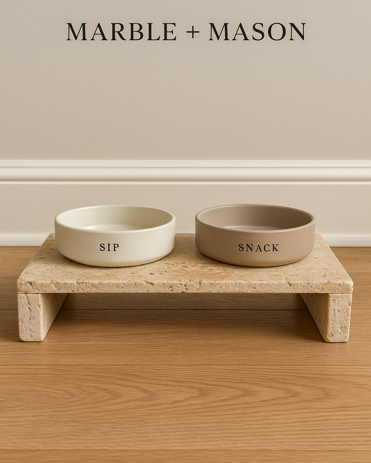 Travertine Pet Feeding Stand