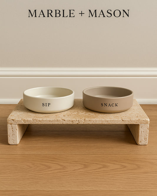 Travertine Pet Feeding Stand
