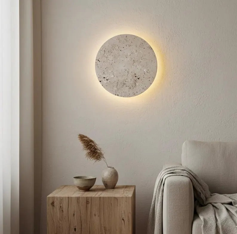 Luna travertine sconce