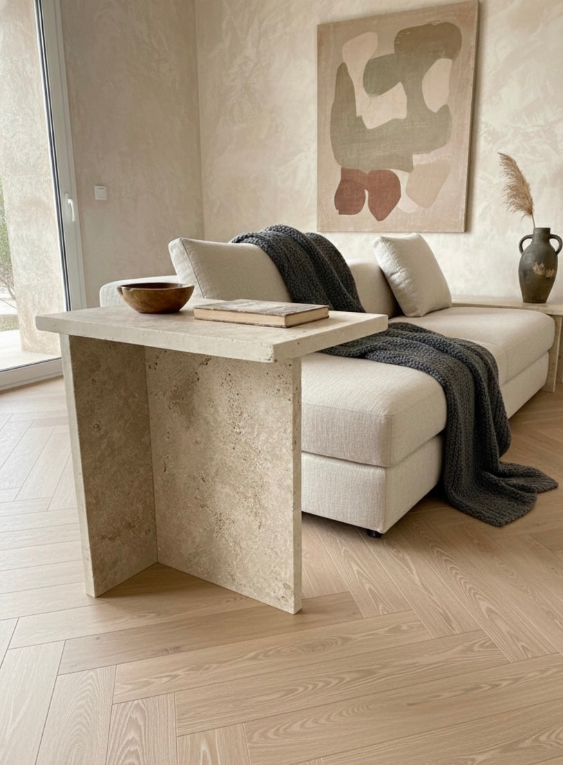 Alto TerraForma Travertine Side Table