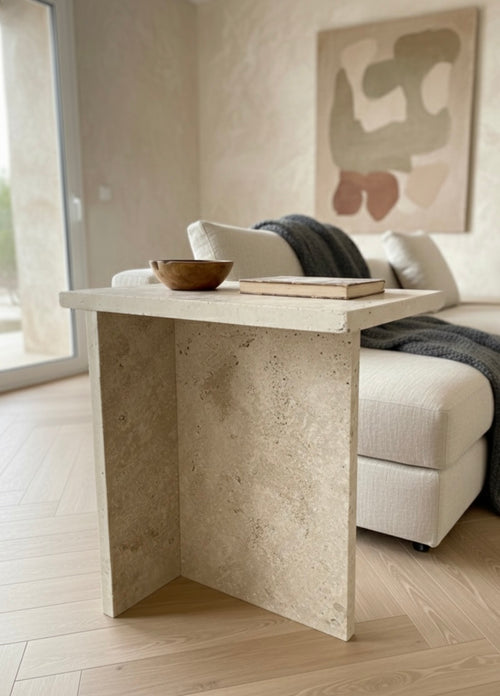 Alto TerraForma Travertine Side Table